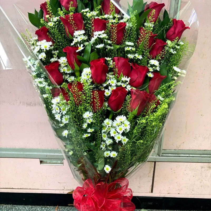 Wrapped rose bouquet